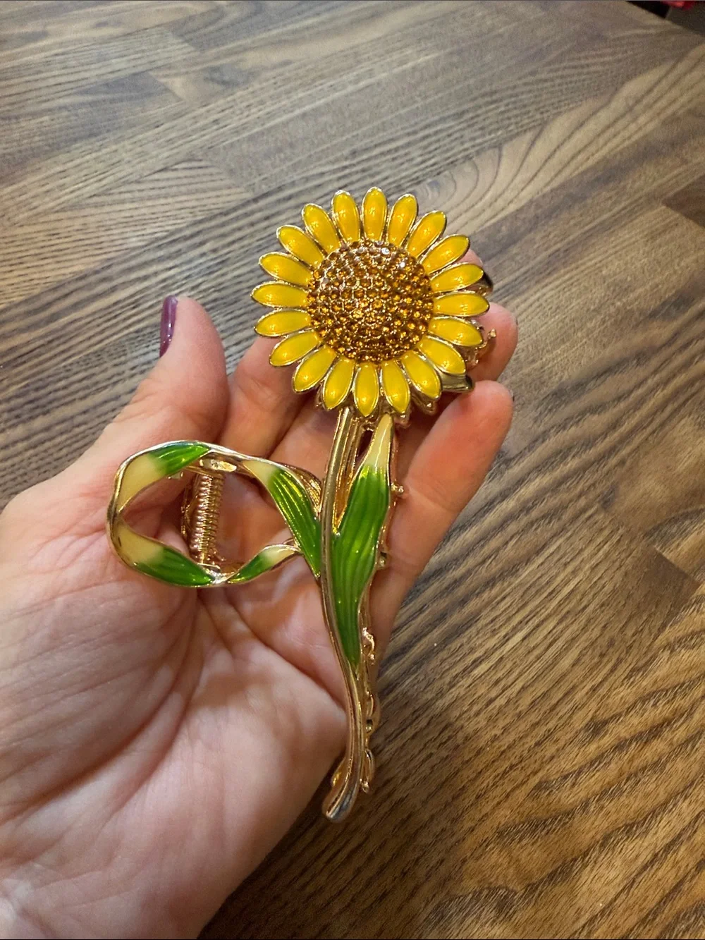 Sunflower Hair Clip - Yellow & Green Floral Hairpin